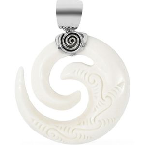 Bali Goddess Carved Bone Spiral Pendant